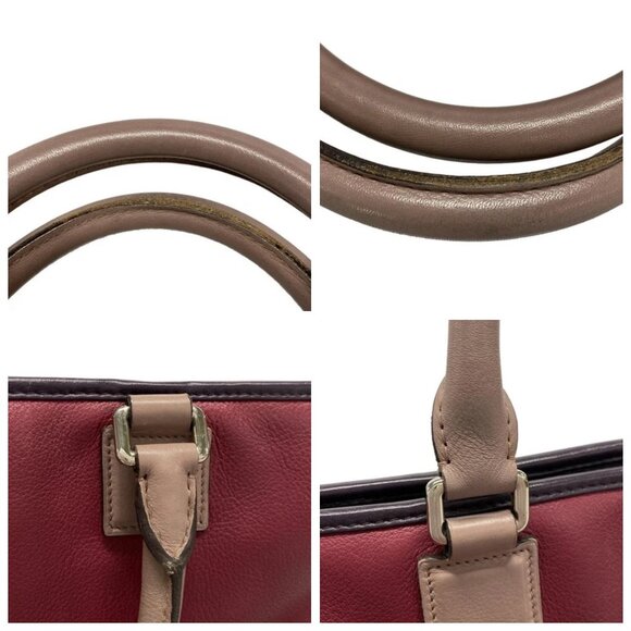 LOEWE Amazona Purple Pink Beige Leather Handbag 399-080825 - Picture 7 of 14